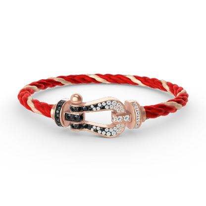 [BloomBling]FORCE LARGE HORSESHOE BLACK WHITE DIAMOND BRACELET ROSE GOLD