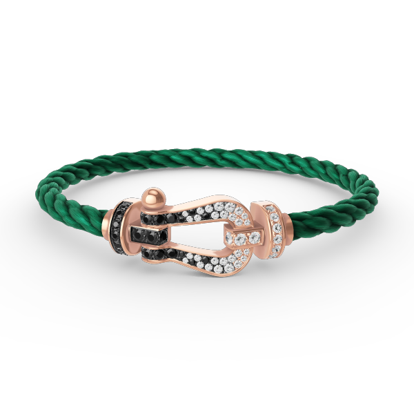 [BloomBling]FORCE LARGE HORSESHOE BLACK WHITE DIAMOND BRACELET ROSE GOLD
