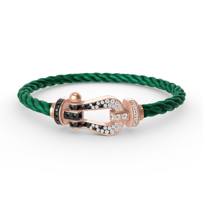 [BloomBling]FORCE LARGE HORSESHOE BLACK WHITE DIAMOND BRACELET ROSE GOLD