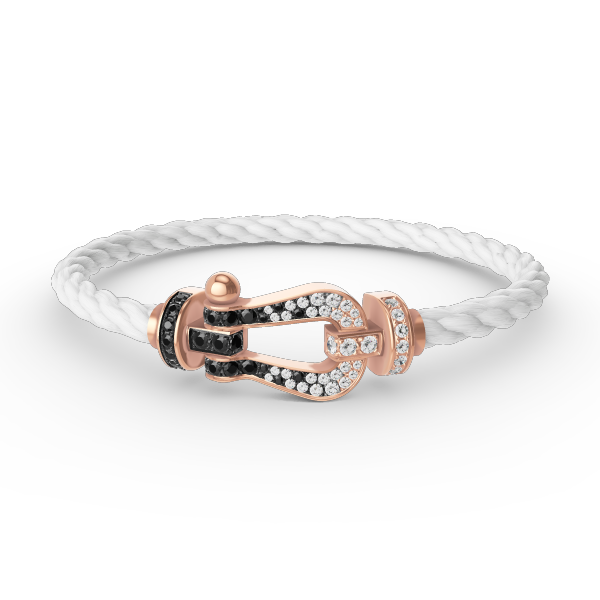 [BloomBling]FORCE LARGE HORSESHOE BLACK WHITE DIAMOND BRACELET ROSE GOLD
