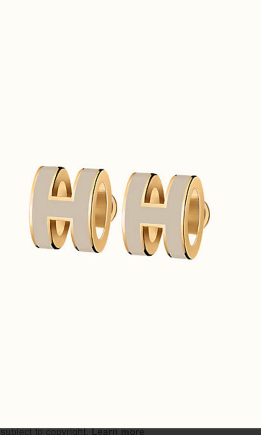 [BloomBling]MINI POP H GOLD EARRINGS GREY