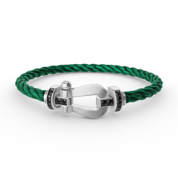 [BloomBling]FORCE LARGE HORSESHOE BLACK DIAMOND BRACELET SILVER