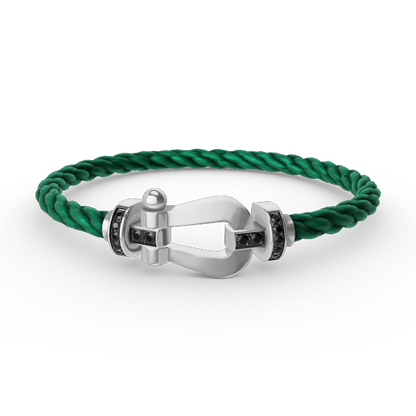 [BloomBling]FORCE LARGE HORSESHOE BLACK DIAMOND BRACELET SILVER