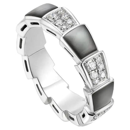 [BloomBling]SERPENTI RING SILVER DIAMOND BLACK MOP 4MM