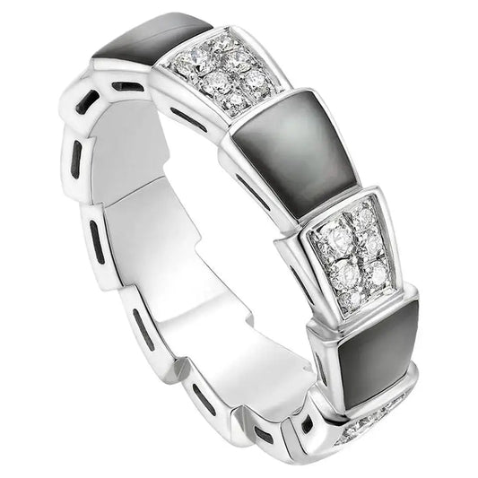 [BloomBling]SERPENTI RING SILVER DIAMOND BLACK MOP 4MM