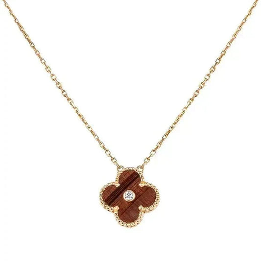 [BloomBling]CLOVER 15MM DIAMOND AND YELLOW TIGER'S EYE AGATE necklace