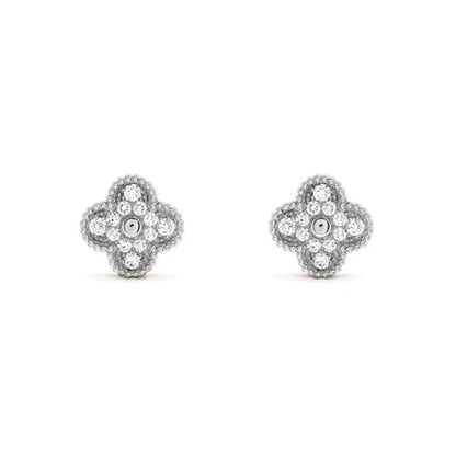 [BloomBling]CLOVER 1 MOTIFS DIAMOND STUD EARRINGS SILVER