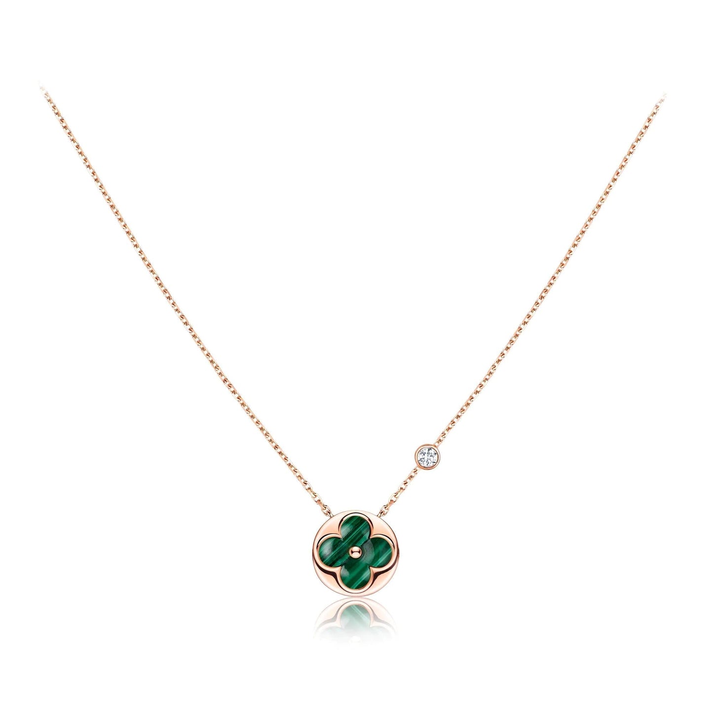 [BloomBling]SUN PEDANT PINK GOLD 1 DIAMOND NECKLACE