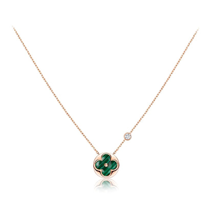 [BloomBling]SUN PEDANT PINK GOLD 1 DIAMOND NECKLACE