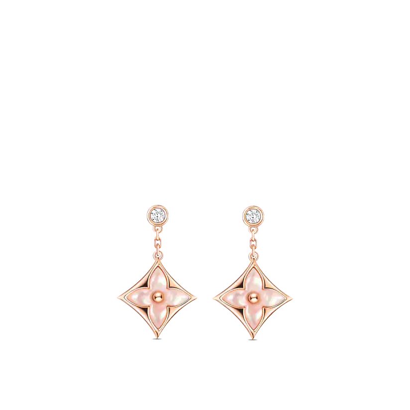 [BloomBling]DOUBLE STAR PINK GOLD MOP DROP EARRINGS