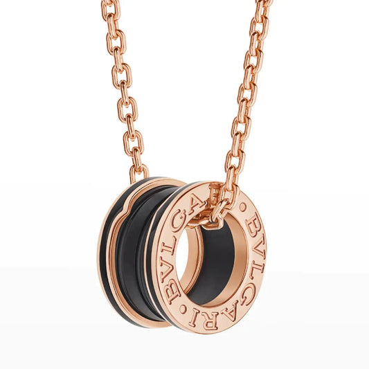 [BloomBling]ZERO 1 BLACK CERAMIC PINK GOLD NECKLACE