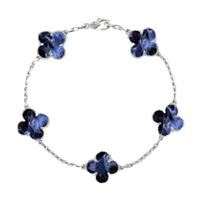 [BloomBling]CLOVER 5 MOTIF PIETERSITE SILVER BRACELET