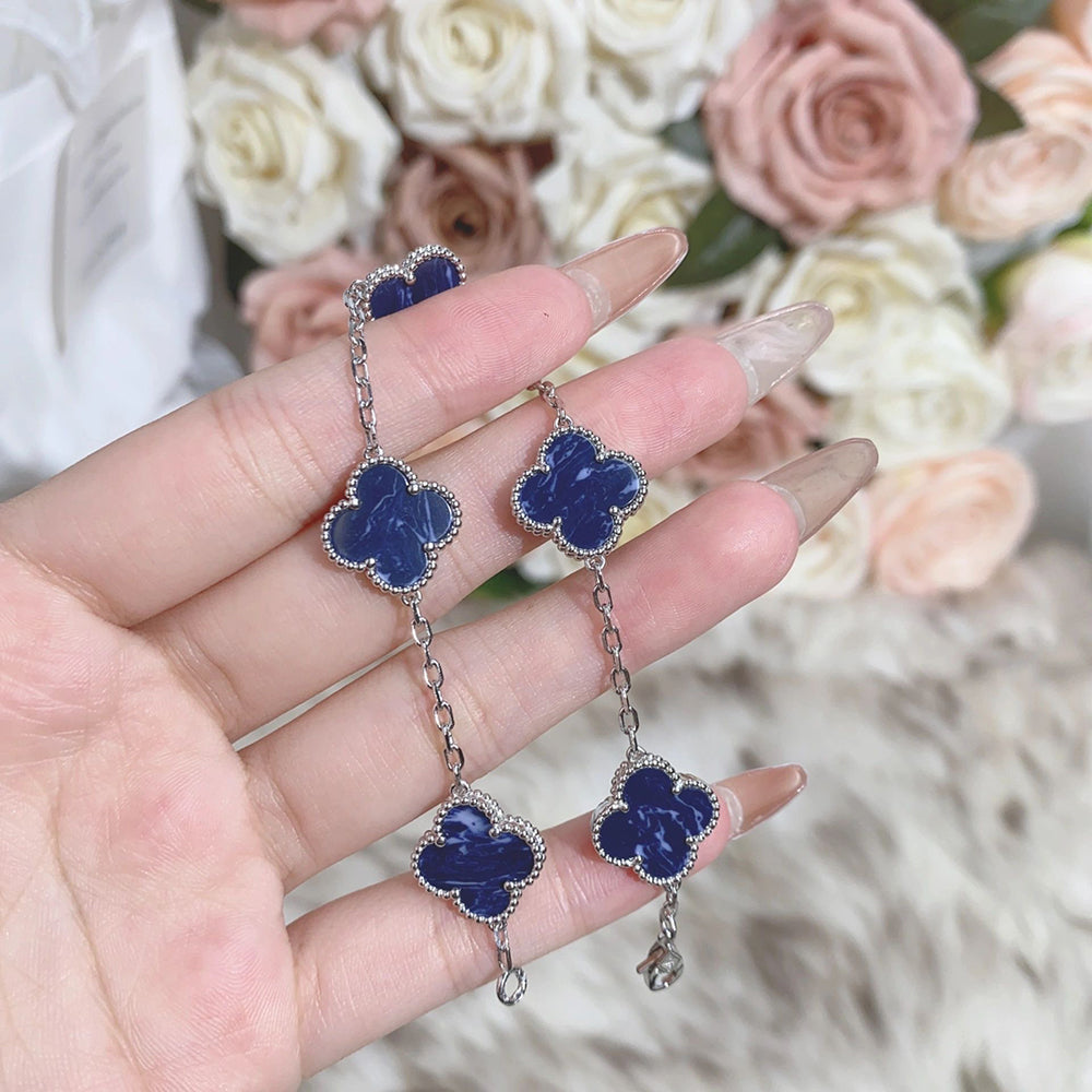 [BloomBling]CLOVER 5 MOTIF PIETERSITE SILVER BRACELET