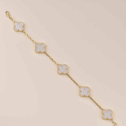 [BloomBling]CLOVER  5 MOTIF WHITE MOP BRACELET