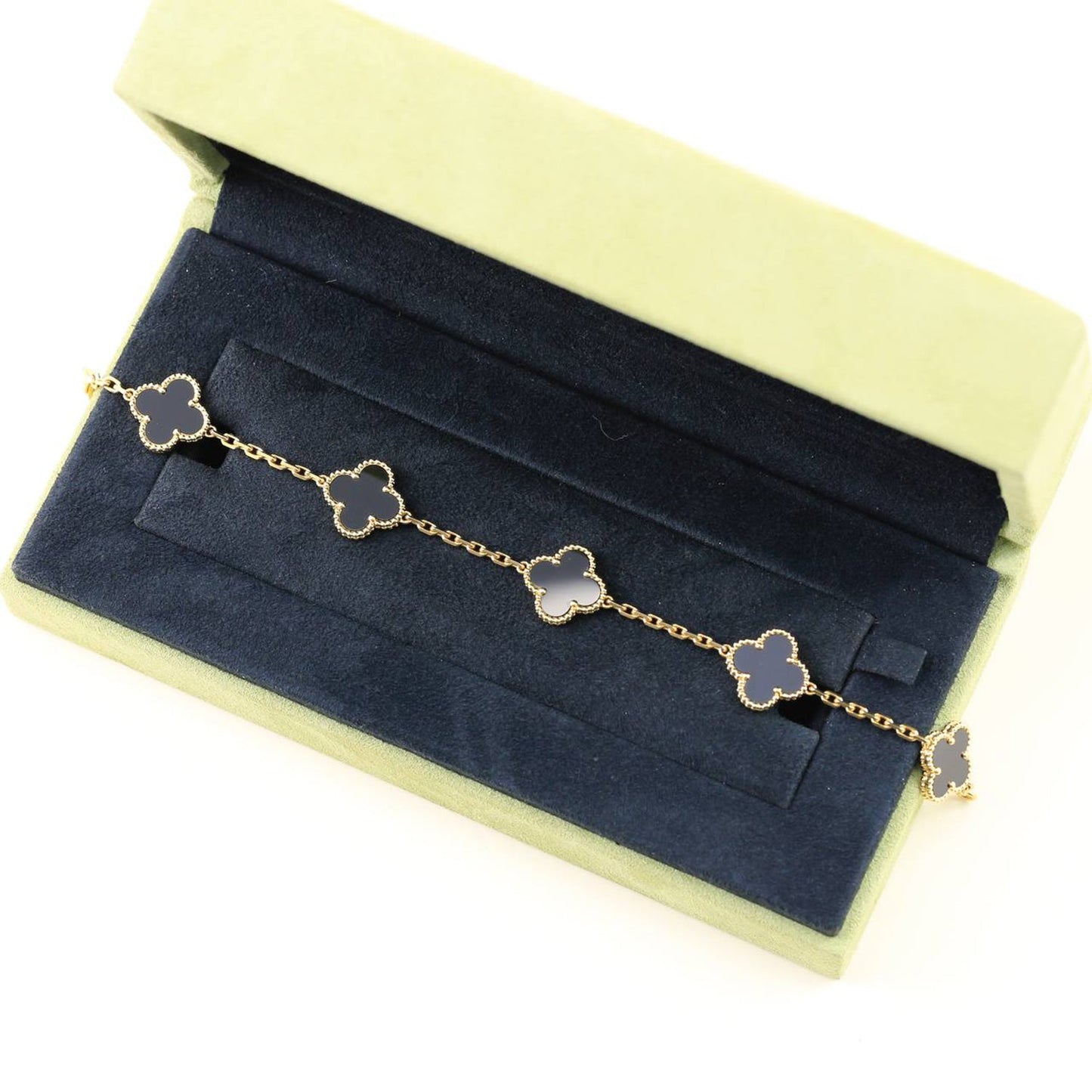 [BloomBling]CLOVER  5 MOTIFS BLACK ONYX BRACELET
