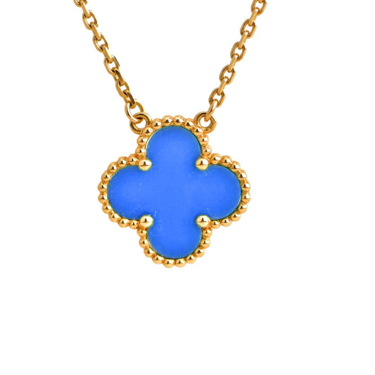 [BloomBling]CLOVER 15MM BLUE AGATE NECKLACE