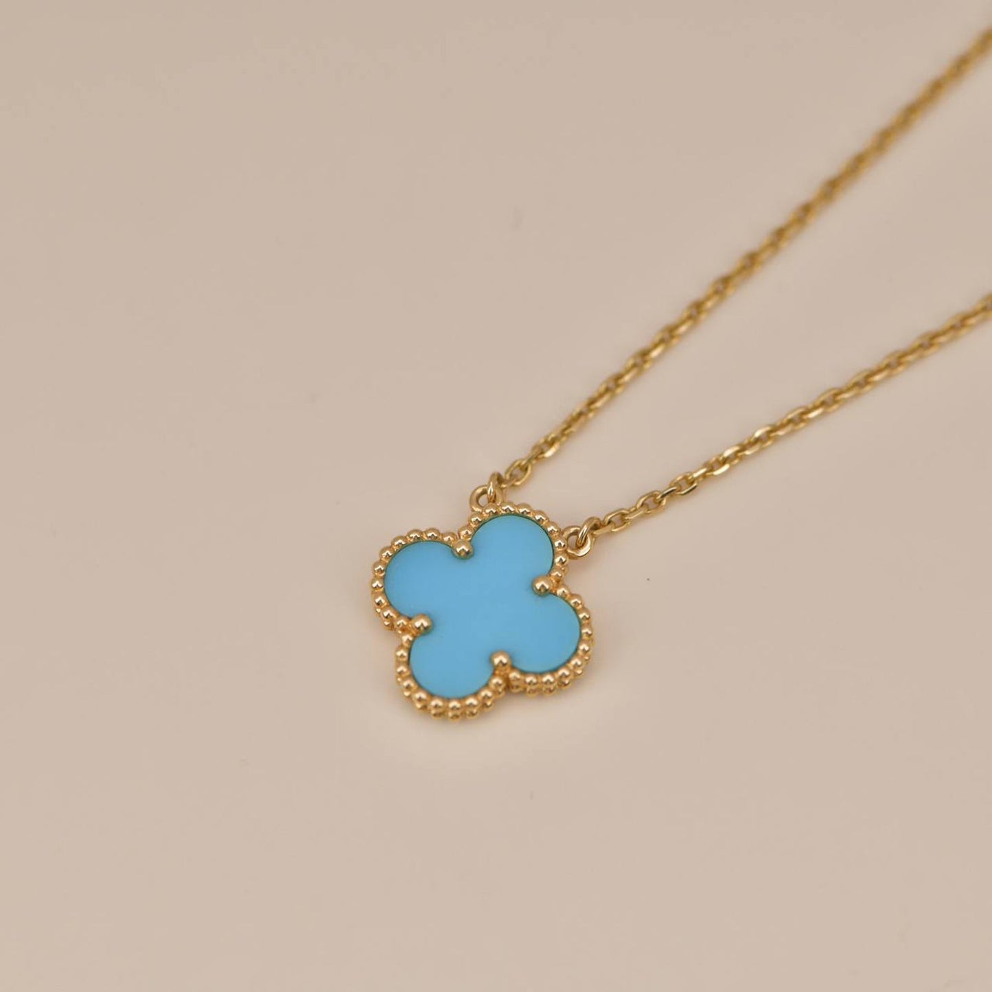 [BloomBling]CLOVER 15MM VINTAGE TURQUOISE NECKLACE