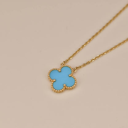 [BloomBling]CLOVER 15MM VINTAGE TURQUOISE NECKLACE