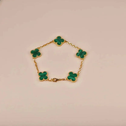 [BloomBling]CLOVER 5 MOTIFS MALACHITE BRACELET