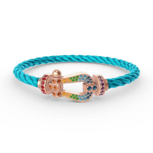 [BloomBling]FORCE LARGE HORSESHOE  COLORED DIAMOND BRACELET ROSE GOLD