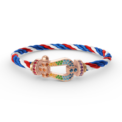 [BloomBling]FORCE LARGE HORSESHOE  COLORED DIAMOND BRACELET ROSE GOLD