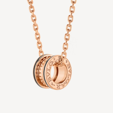 [BloomBling]ZERO 1 ROCK PEDANT PINK GOLD BLACK NECKLACE