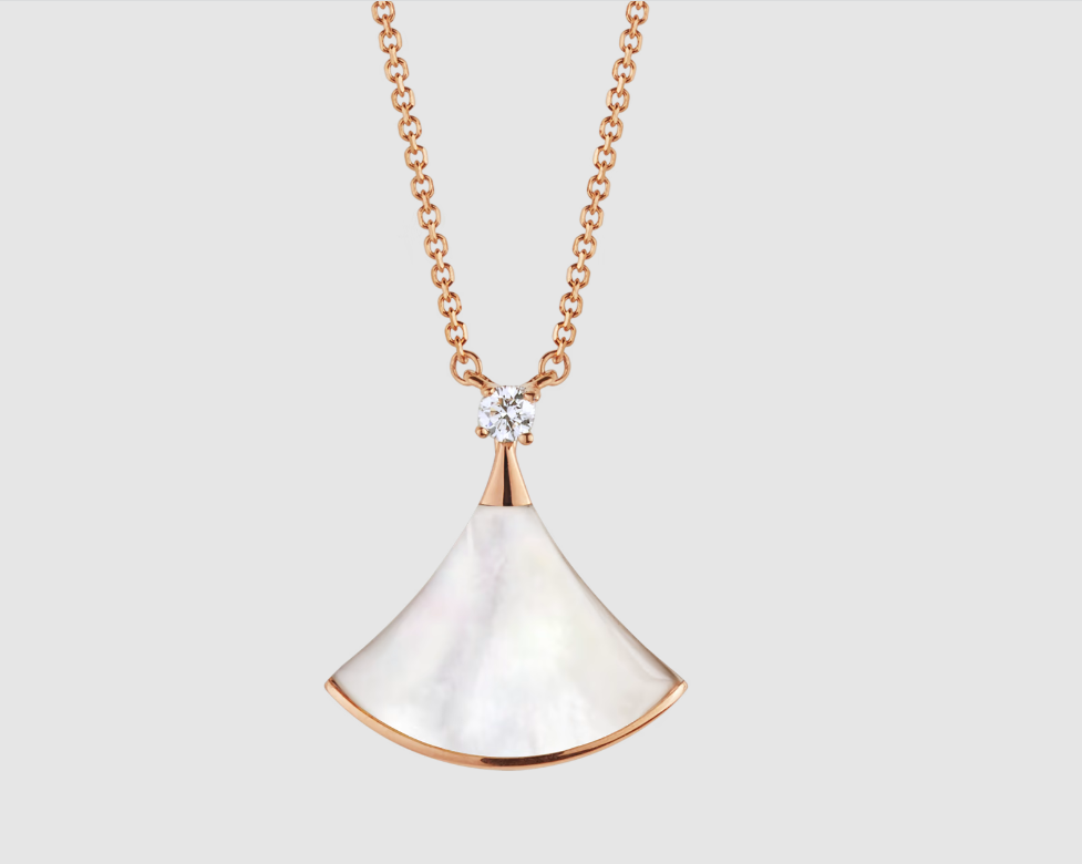 [BloomBling]DREAM NECKLACE WHITE MOP PINK GOLD 1 DIAMOND
