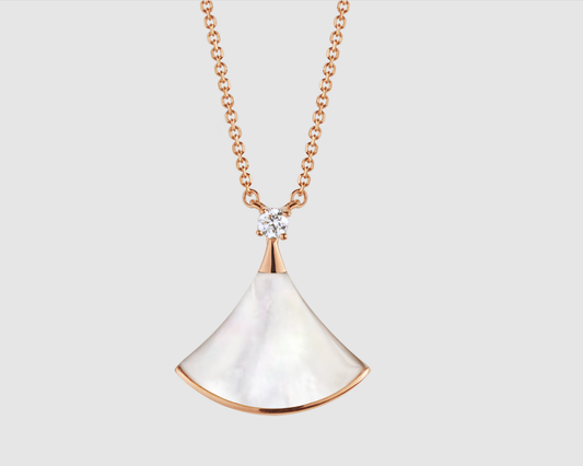 [BloomBling]DREAM NECKLACE WHITE MOP PINK GOLD 1 DIAMOND