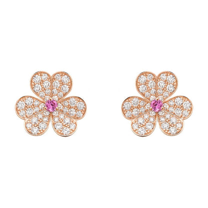 [BloomBling]FRIVOLE PINK GOLD FLOWER DIAMOND EARRINGS