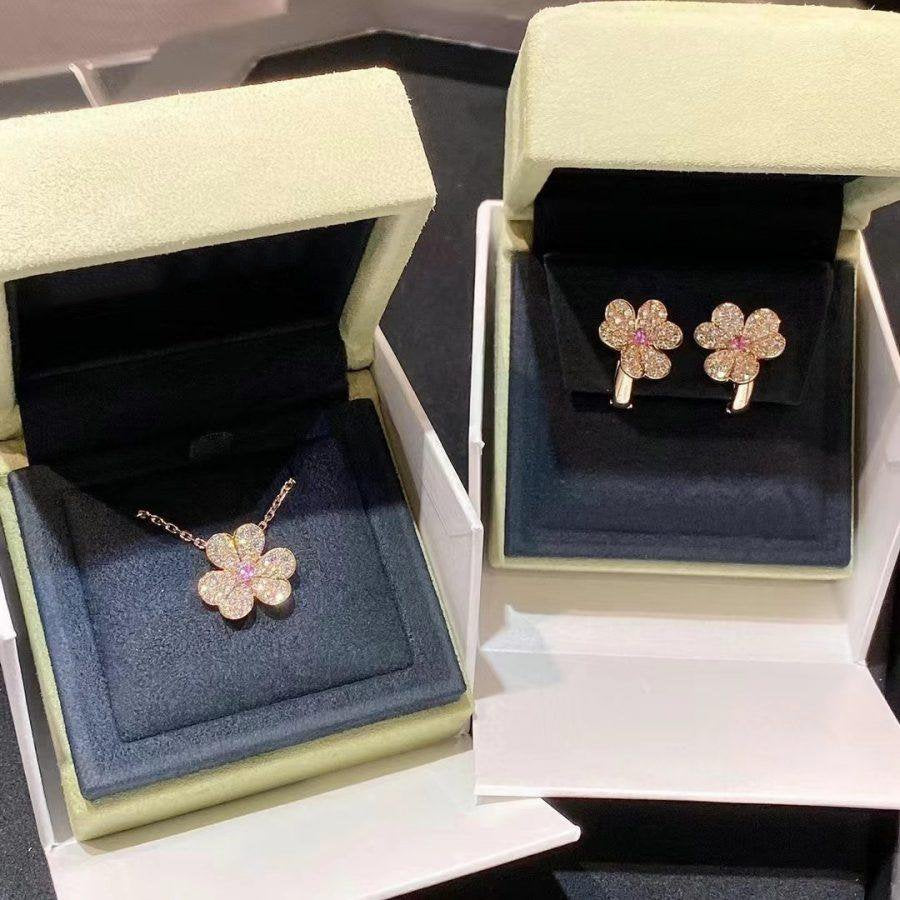 [BloomBling]FRIVOLE ROSE GOLD FLOWER DIAMOND NECKLACE