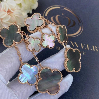 [BloomBling]CLOVER EARRINGS DARK MOP 4 MOTIFS ROSE GOLD