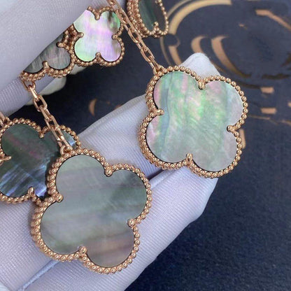 [BloomBling]CLOVER EARRINGS DARK MOP 4 MOTIFS ROSE GOLD