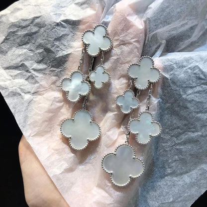 [BloomBling]CLOVER EARRINGS WHITE MOP 4 MOTIFS SILVER