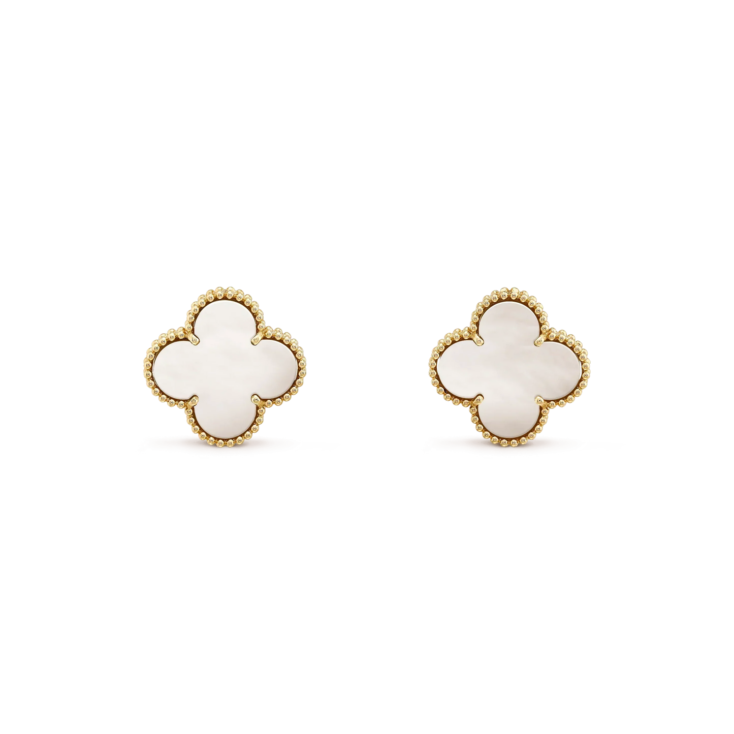 [BloomBling]CLOVER MEDIUM 1 MOTIFS  WHITE MOP STUD EARRINGS
