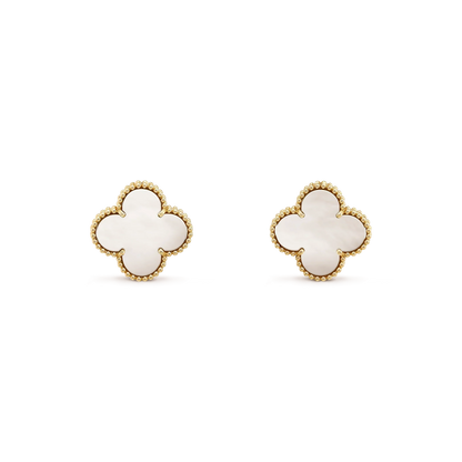 [BloomBling]CLOVER MEDIUM 1 MOTIFS  WHITE MOP STUD EARRINGS