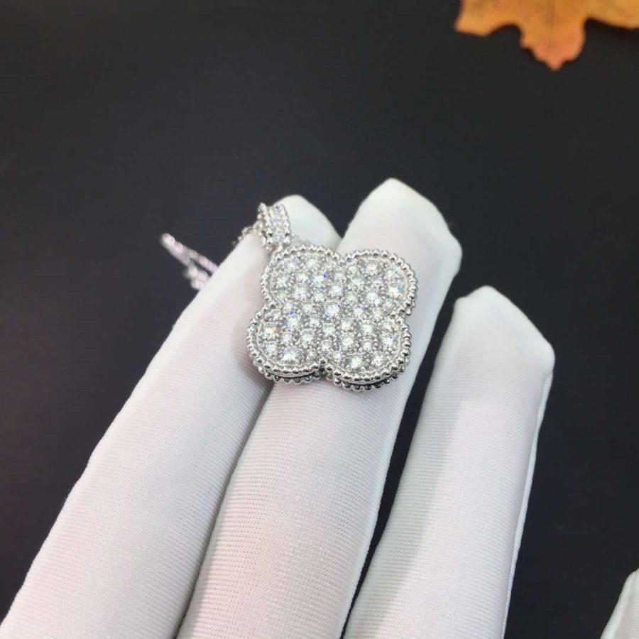 [BloomBling]CLOVER 25MM SILVER FULL DIAMOND BIG CLOVER NECKLACE