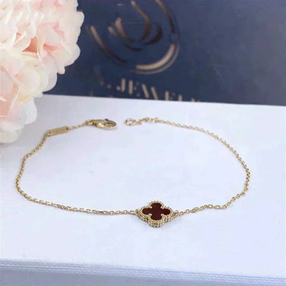 [BloomBling]CLOVER  CARNELIAN SINGLE FLOWER BRACELET