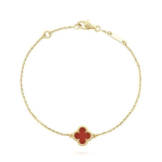 [BloomBling]CLOVER  CARNELIAN SINGLE FLOWER BRACELET