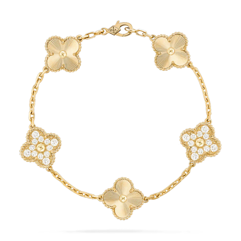 [BloomBling]CLOVER BRACELET 5 MOTIFS GOLD DIAMOND