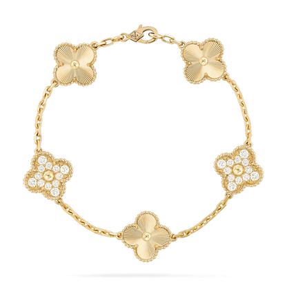 [BloomBling]CLOVER BRACELET 5 MOTIFS GOLD DIAMOND