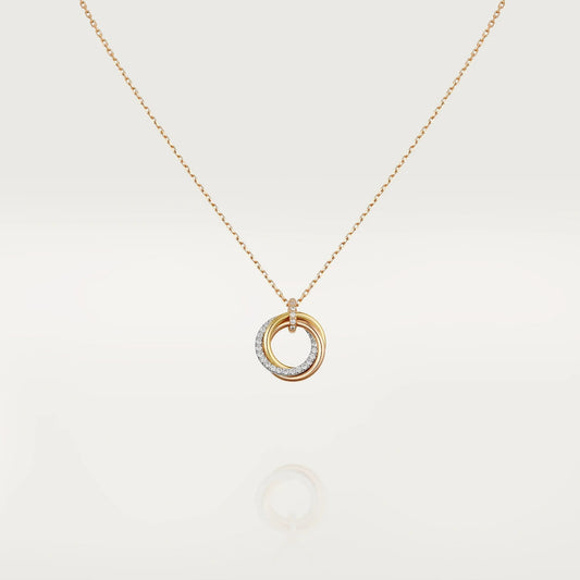 [BloomBling]TRINITY NECKLACE SILVER GOLD PINK GOLD DIAMONDS