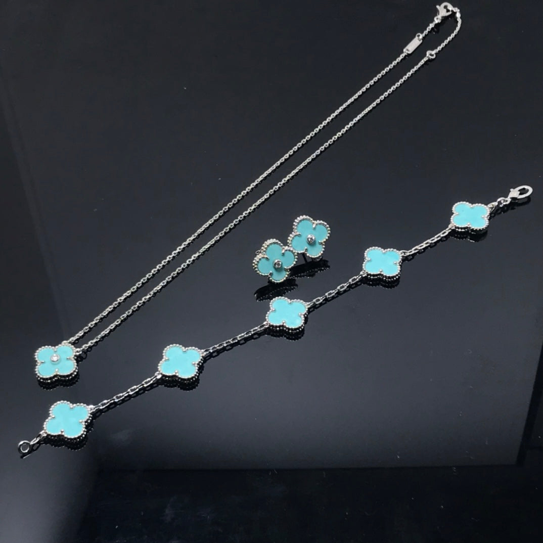 [BloomBling]CLOVER 1 DIAMOND BLUE SKY SILVER EARRINGS