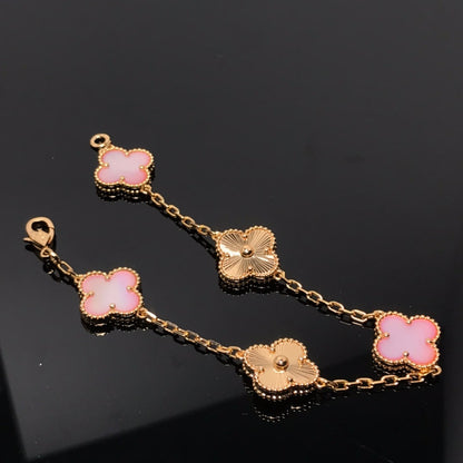 [BloomBling]CLOVER BRACELET 5 MOTIF PINK AND PINK GOLD