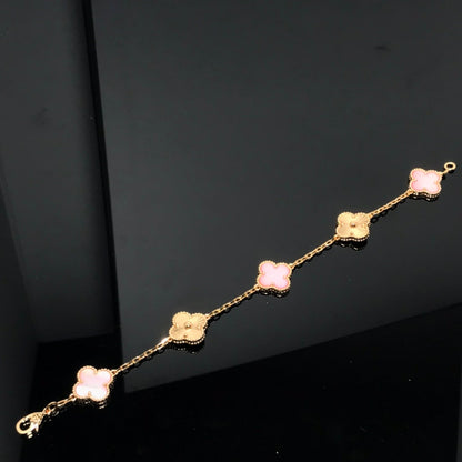 [BloomBling]CLOVER BRACELET 5 MOTIF PINK AND PINK GOLD