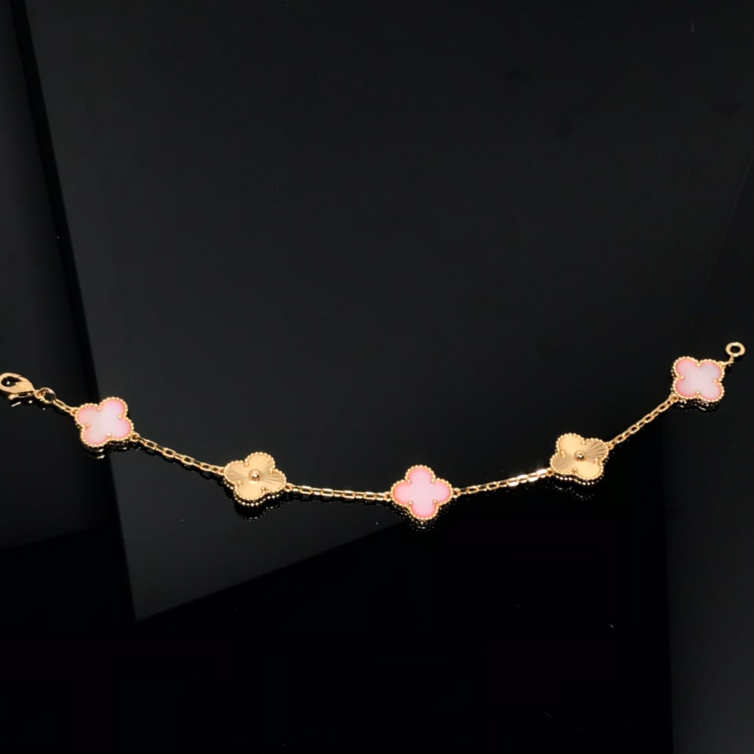 [BloomBling]CLOVER BRACELET 5 MOTIF PINK AND PINK GOLD