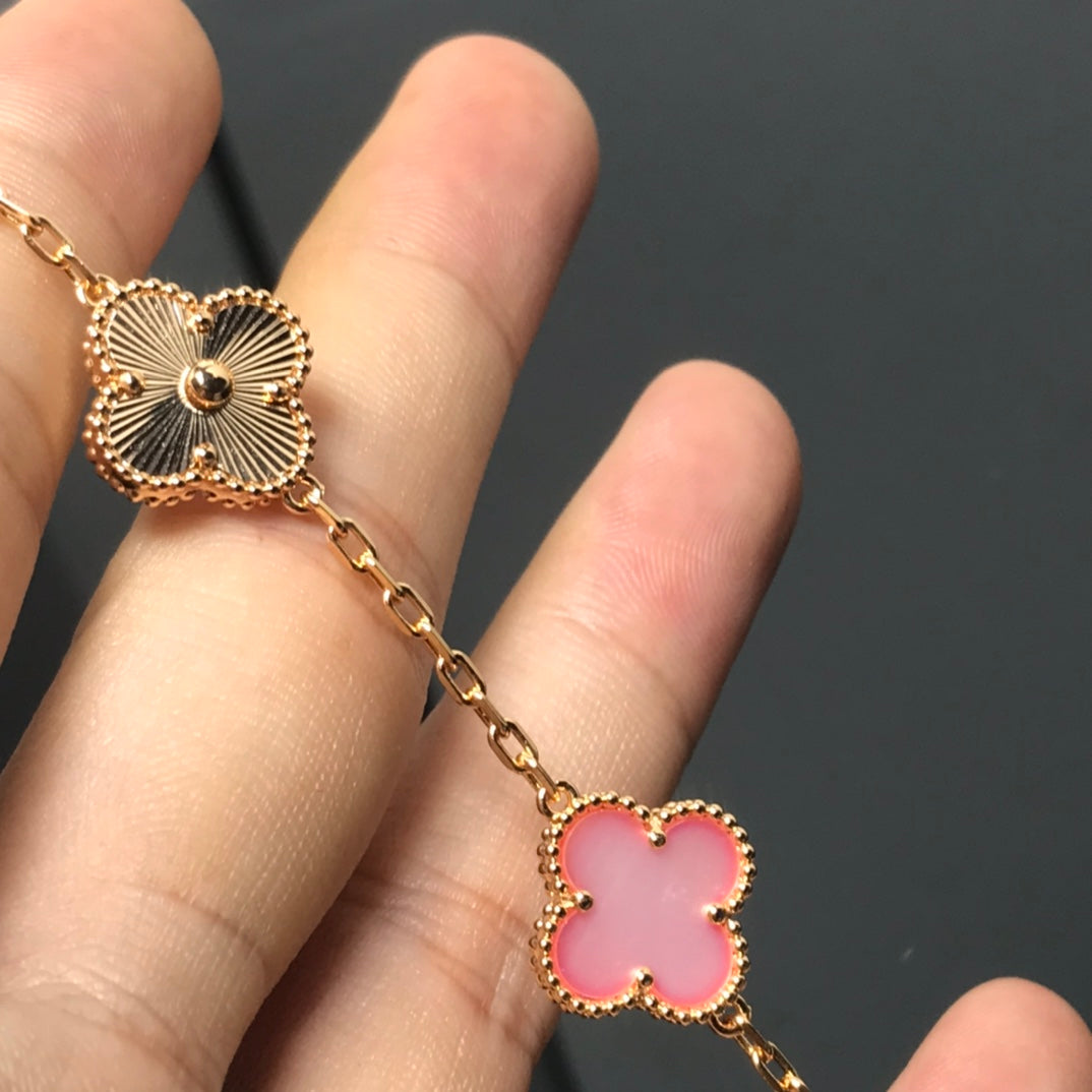 [BloomBling]CLOVER BRACELET 5 MOTIF PINK AND PINK GOLD