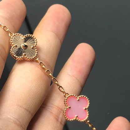 [BloomBling]CLOVER BRACELET 5 MOTIF PINK AND PINK GOLD