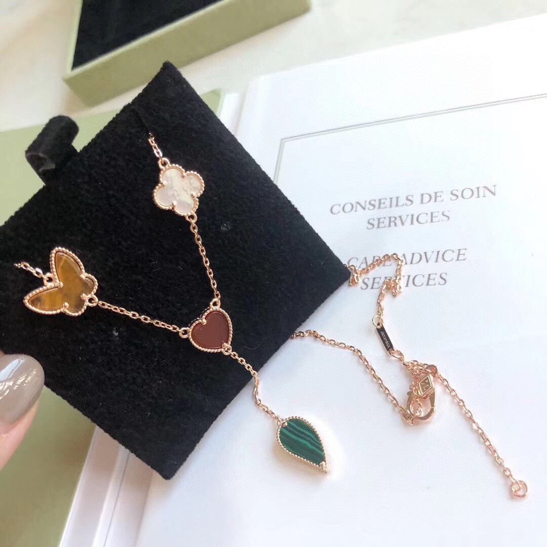 [BloomBling]LUCKY SPRING 4 MOTIFS ROSE GOLD NECKLACE