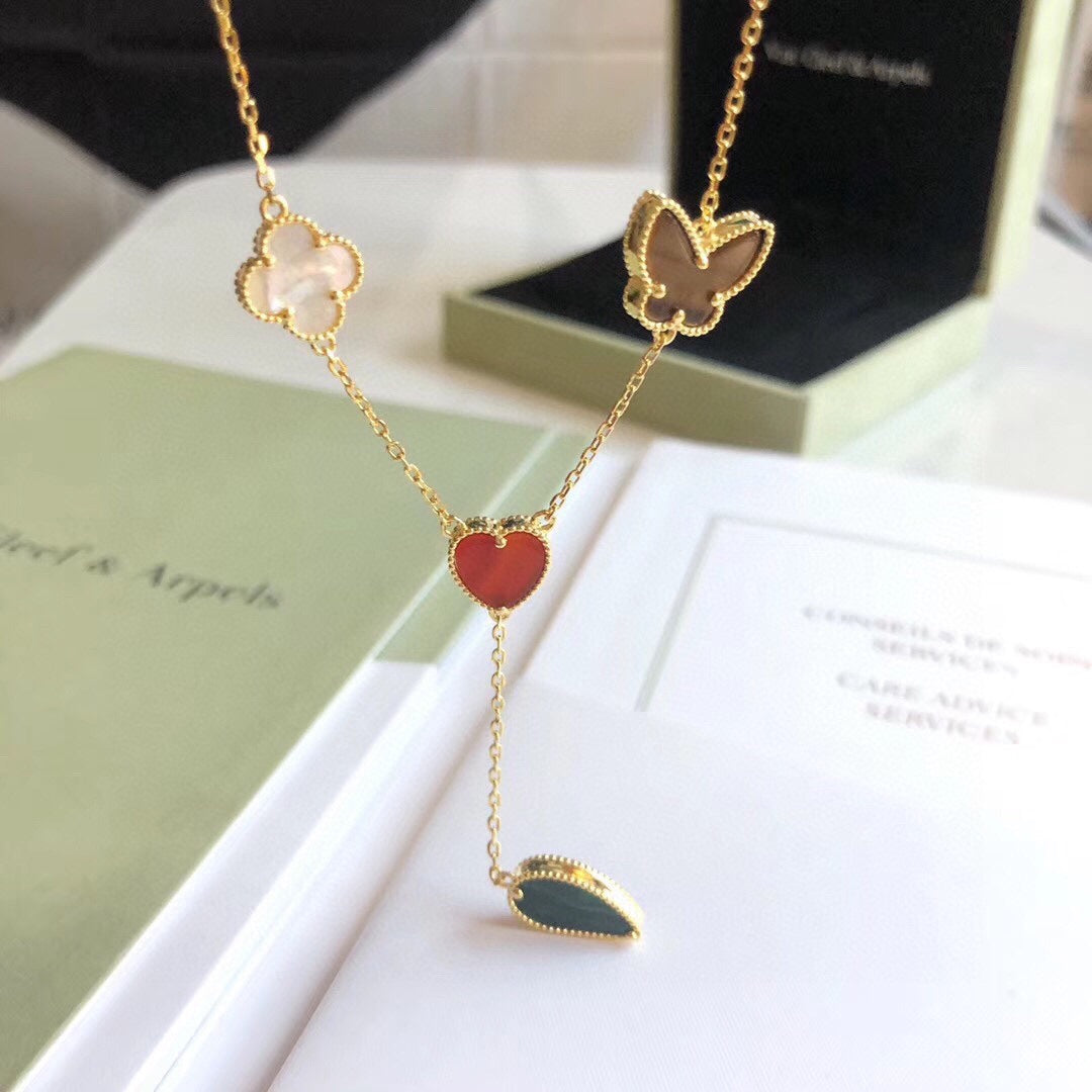 [BloomBling]LUCKY SPRING 4 MOTIFS ROSE GOLD NECKLACE