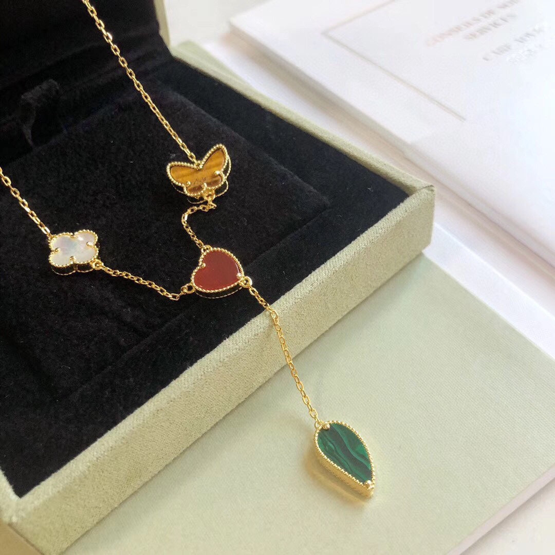 [BloomBling]LUCKY SPRING 4 MOTIFS ROSE GOLD NECKLACE